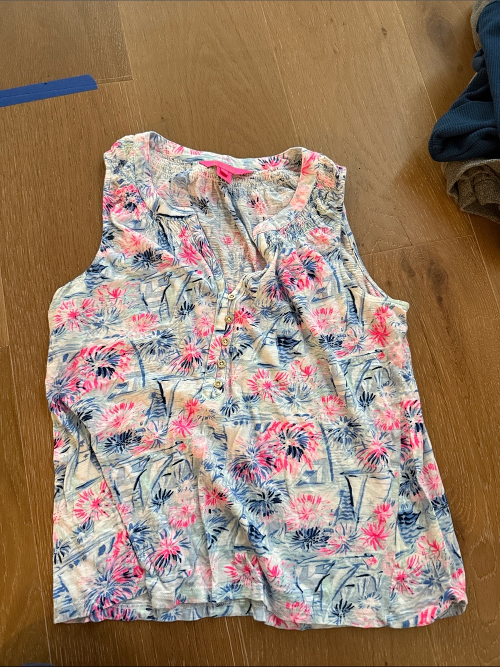 Lilly Pulitzer Pink & Blue Floral Henley Camisole